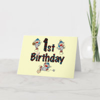 1r Cumpleaños del béisbol del mono del calcetín