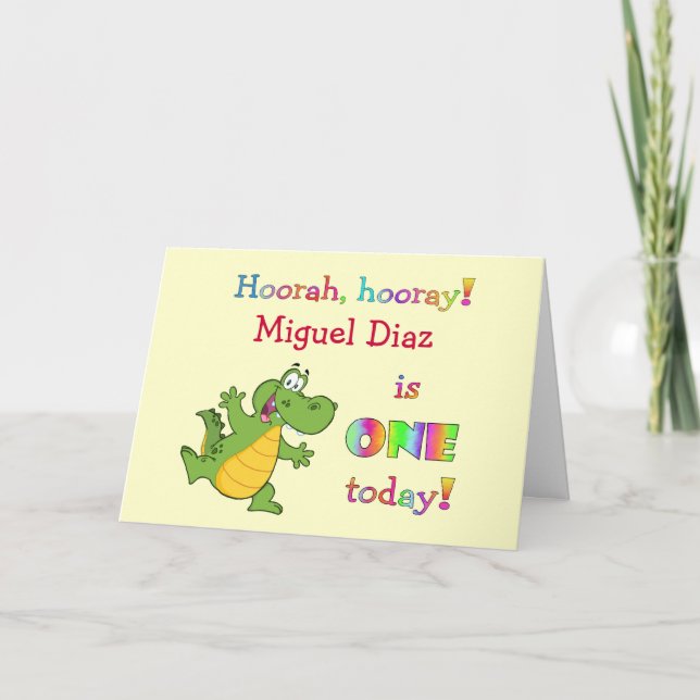 Tarjeta 1r El cumpleaños personaliza para el chica o el (Anverso)