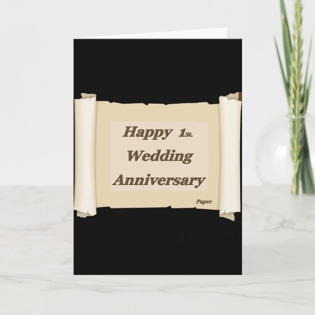 Tarjeta 1r feliz. Papel de aniversario de boda (Anverso)