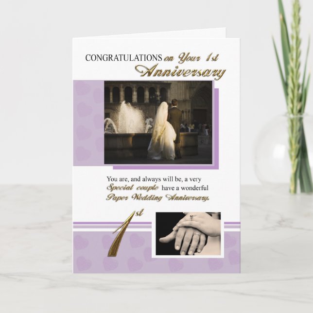 Tarjeta 1ra Aniversario de Bodas de Papel (Anverso)