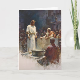 Tarjeta 1ra Estación del Vía Crucis - Jesús es condenado a