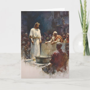 Tarjeta 1ra Estación del Vía Crucis - Jesús es condenado a