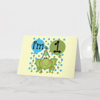Tarjeta 1ras camisetas y regalos del cumpleaños de la rana
