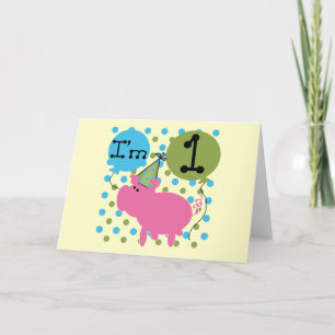 Tarjeta 1ras camisetas y regalos del cumpleaños del cerdo