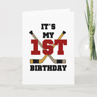 Tarjeta 1ras camisetas y regalos del cumpleaños del hockey
