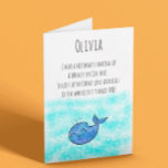 Tarjeta 1st Birthday Cute Whale Customisable Card<br><div class="desc">What a gorgeous card to send to that special small person who is turning one!
Customisable for you to change the name to the one of your choice.</div>