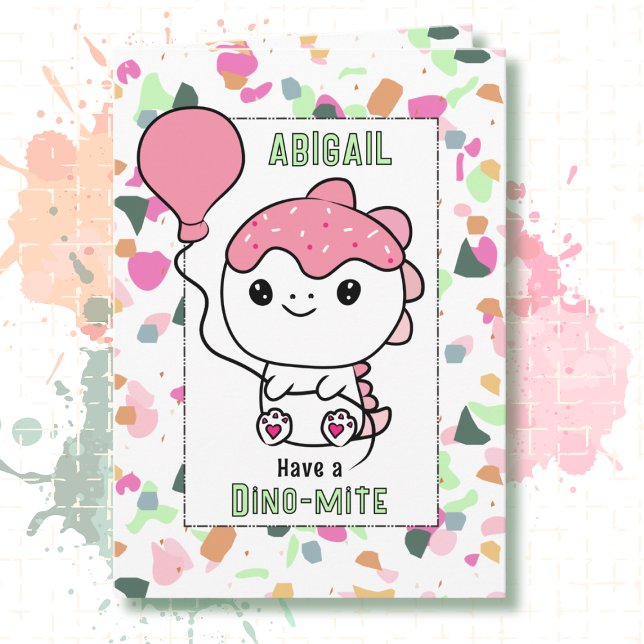 Tarjeta 1st Birthday Girl Dinosaur Cartoon Adorable  (Subido por el creador)