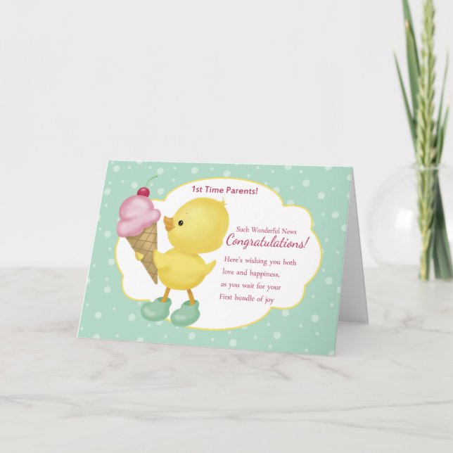 Tarjeta 1st Time Parents Pregnancy Congratulations Card (Anverso)