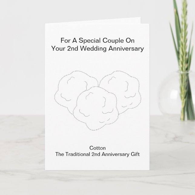 Tarjeta 2º aniversario Boda personalizado de lana de algod (Anverso)