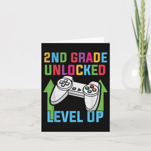 Tarjeta 2º Grado Desbloqueado Nivel Arriba Video Gamer Boy