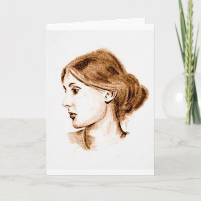 Tarjeta 2004 soft pencil drawing of Virginia Woolf card   (Anverso)