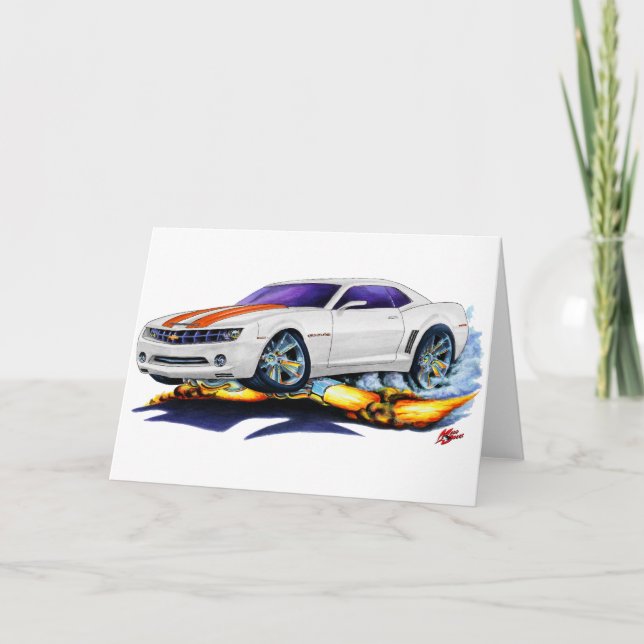 Tarjeta 2010 Camaro White-Orange Car (Anverso)