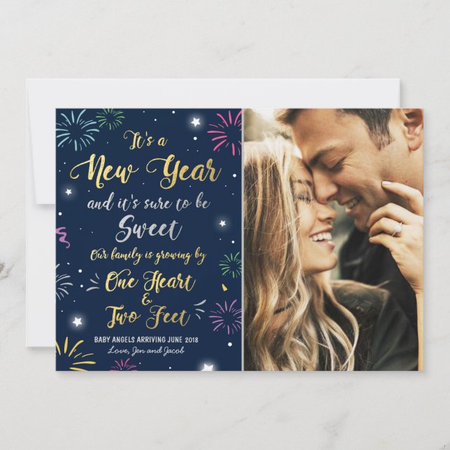 Tarjeta 2018 de la invitación del embarazo del Año (Anverso)