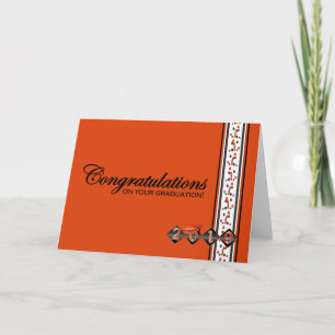Tarjeta 2019 Orange & Black Graduation Congratulations