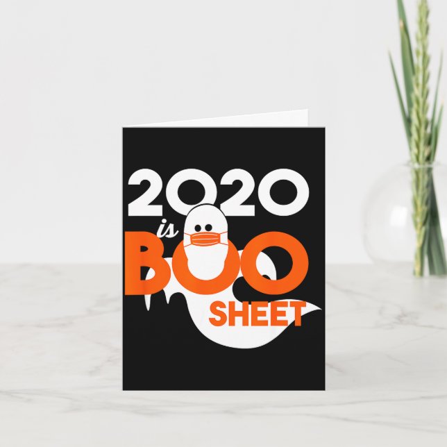 Tarjeta 2020 es hoja de fantasma de Halloween  (Anverso)