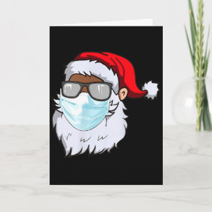 Tarjeta 2020 Papá Noel con mascarilla negro afroamericano 