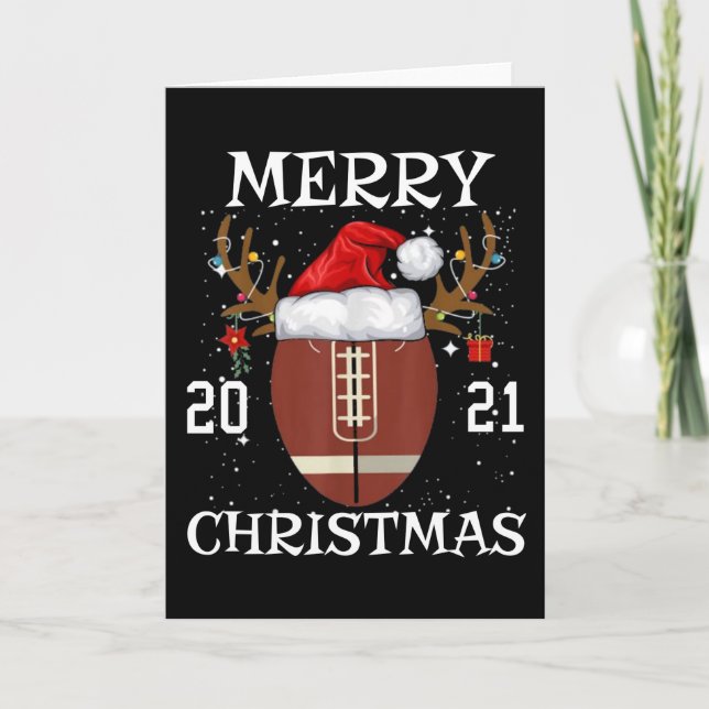 Tarjeta 2021 Merry Christmas Lights Football Party Pajama (Anverso)