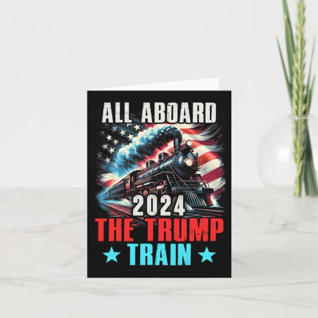 Tarjeta 2024 Todo A Bordo Del Tren De Trump Bandera Estado (Anverso)