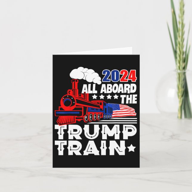 Tarjeta 2024 Todo A Bordo Del Tren Trump Bandera Estadouni (Anverso)