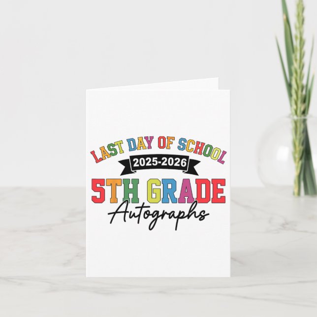 Tarjeta 2025-2026 Último Día Del Autografo Escolar 5º Grad (Anverso)