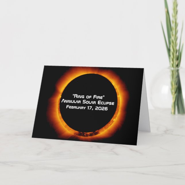 Tarjeta 2026 Annular Ring of Fire Solar Eclipse (Anverso)