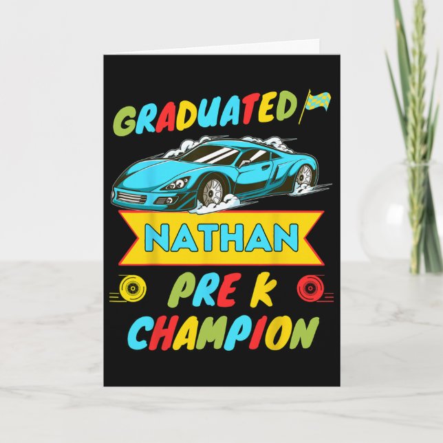 Tarjeta 2026 Auto Nathan Personalizado Último Día De Pre K (Anverso)