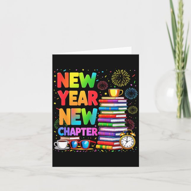 Tarjeta 2026 Bookworm Funny Happy New Year Chapter Book Lo (Anverso)