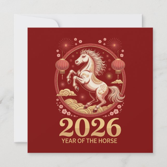 Tarjeta 2026 Chinese Year of the Horse Greeting Cards (Anverso)