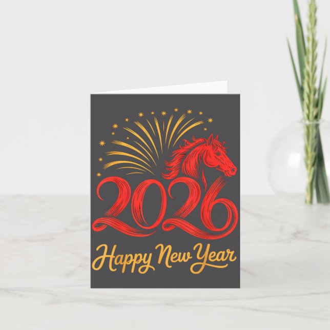 Tarjeta 2026 Chinese Zodiac Horse Year Happy New Year Fire (Anverso)