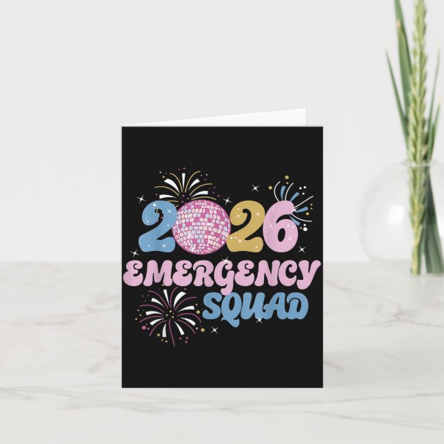 Tarjeta 2026 Emergency Squad Er Nurse Happy New Year Disco (Anverso)