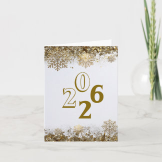 Tarjeta 2026 Gold Glitter Snowflake New Year logo company 