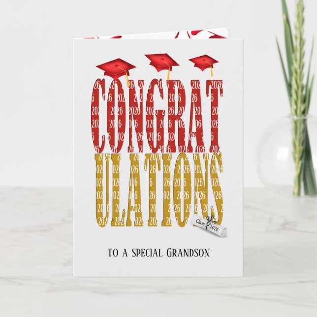 Tarjeta 2026 Graduation Congratulations for Grandson (Anverso)