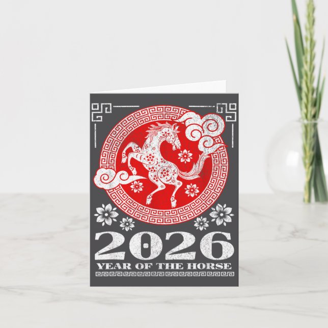 Tarjeta 2026 Lunar Chinese New Year Fire Horse  (Anverso)