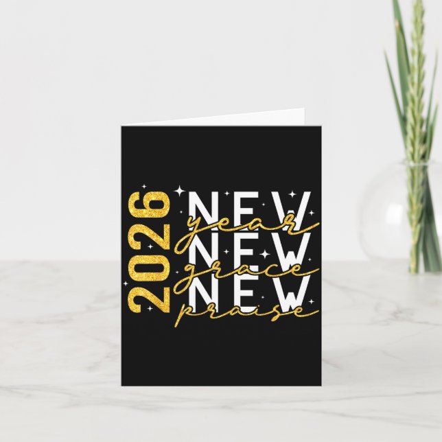 Tarjeta 2026 New Year New Grace New Praise New Year's Eve  (Anverso)