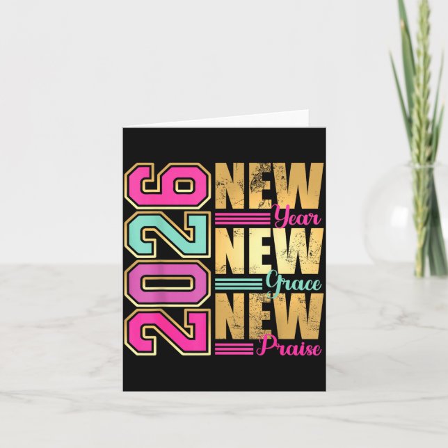 Tarjeta 2026 New Year New Grace New Praise Retro Nge Desig (Anverso)