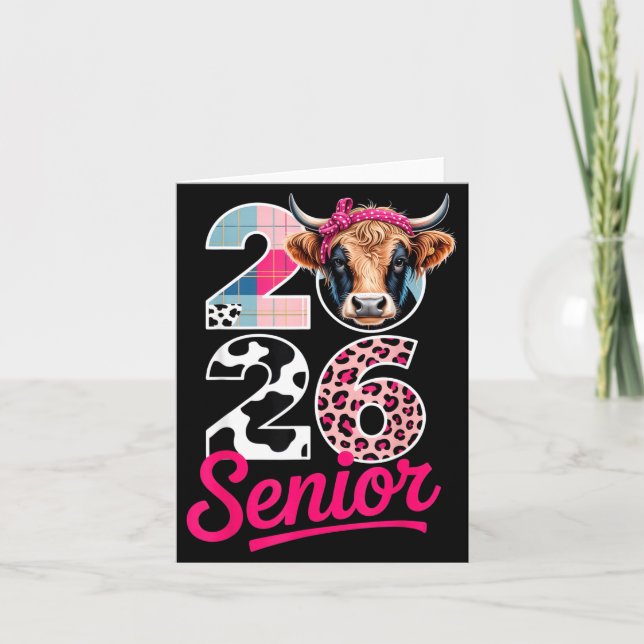 Tarjeta 2026 Senior Cow Lovers Graduation Funny Cl Shirt F (Anverso)