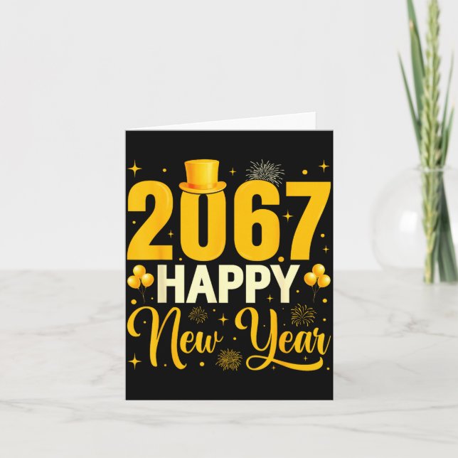Tarjeta 2067 Happy New Year Retro Funny 67 Six Seven Meme  (Anverso)