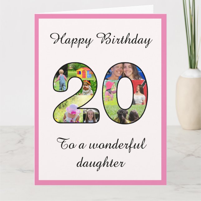 Tarjeta 20.ª hija grande Collage de fotos Montaje (Anverso)