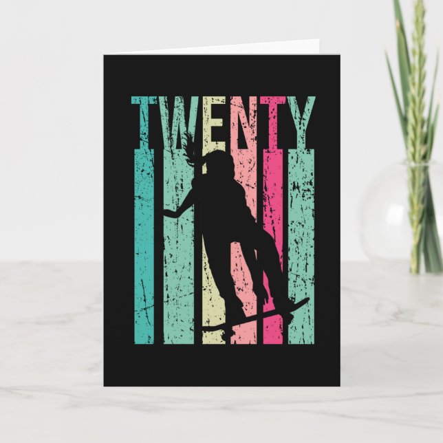 Tarjeta 20.º Chica de patinaje sobre patinaje de natalidad (Anverso)