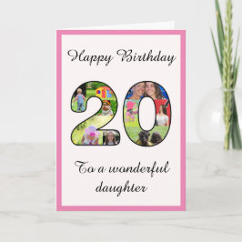 Tarjeta 20.º Collage de fotos De Cumpleaños Montaje Para H