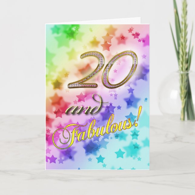 Tarjeta 20.º cumpleaños para alguien Fabuloso (Anverso)