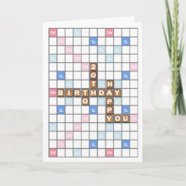 Tarjeta 20.º cumpleaños, tablero de juegos de palabras
