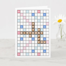 Tarjeta 20.º cumpleaños, tablero de juegos de palabras