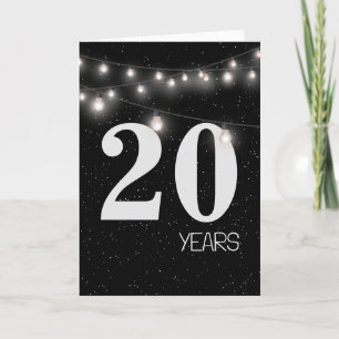 Tarjeta 20° aniversario con luces y estrellas