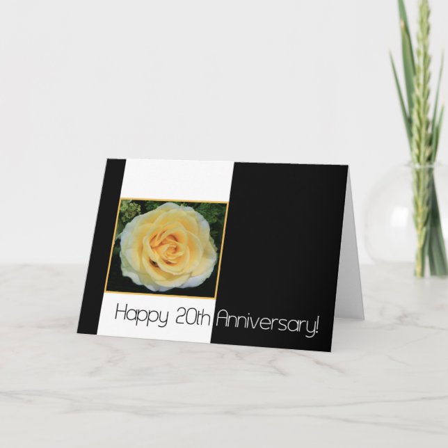 Tarjeta 20° Aniversario del Boda - Rosa Amarilla (Anverso)