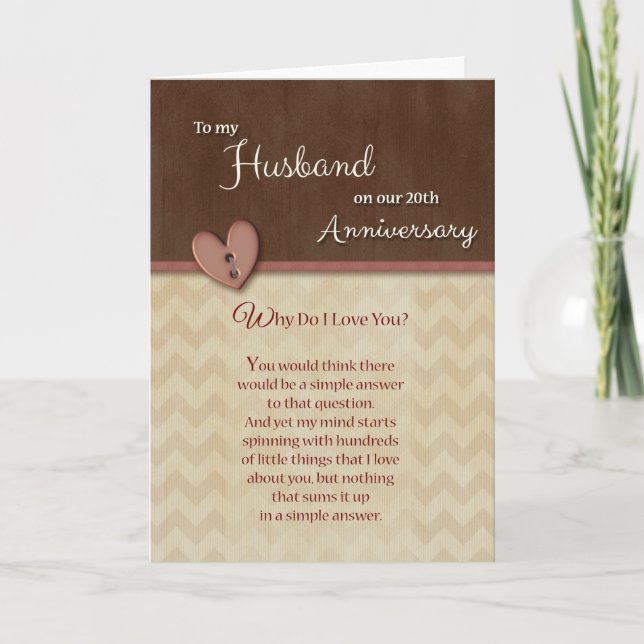 Tarjeta 20° Aniversario del Esposo ¿Por qué te amo? (Anverso)