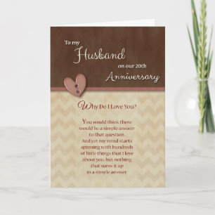 Tarjeta 20° Aniversario del Esposo ¿Por qué te amo?