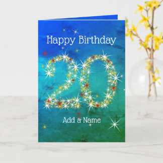 Tarjeta 20 Aniversario - Estrella Números - Verde Azul - E