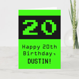 Tarjeta 20 cumpleaños: Nerdy / Geeky Style "20" y nombre