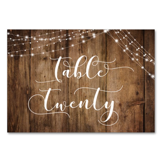 Tarjeta 20 de mesa Rustic Brown Wood & Lights (Anverso)